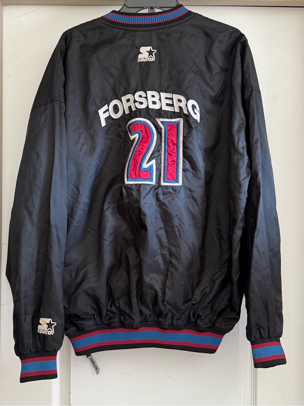 VTG STARTER FORSBERG #21 Colorado Avalanche NHL Black Windbreaker Jacket Sz. XL